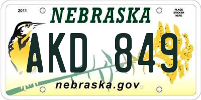 NE license plate AKD849