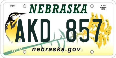 NE license plate AKD857