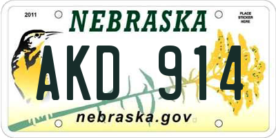 NE license plate AKD914