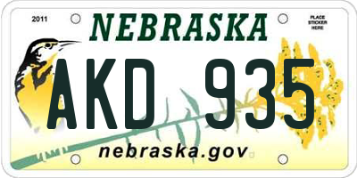 NE license plate AKD935