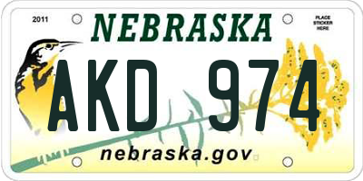 NE license plate AKD974
