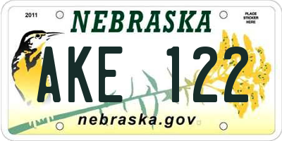 NE license plate AKE122