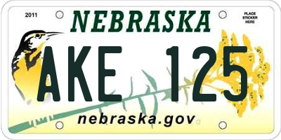 NE license plate AKE125
