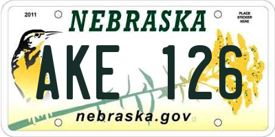 NE license plate AKE126