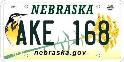 NE license plate AKE168