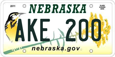NE license plate AKE200