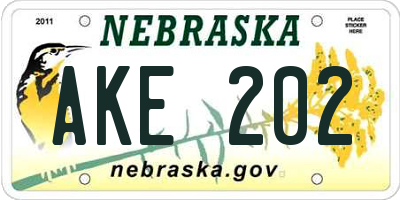 NE license plate AKE202