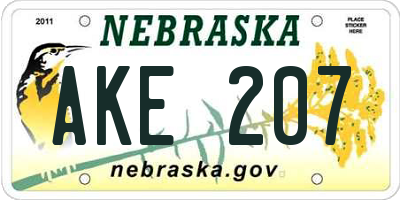 NE license plate AKE207