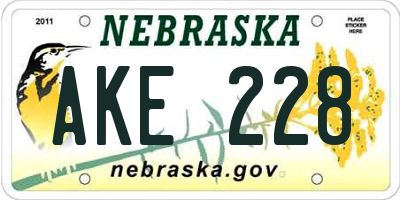 NE license plate AKE228