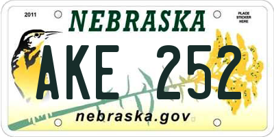 NE license plate AKE252
