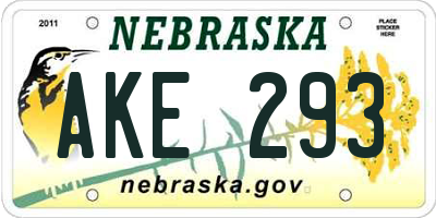 NE license plate AKE293