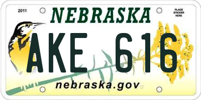 NE license plate AKE616