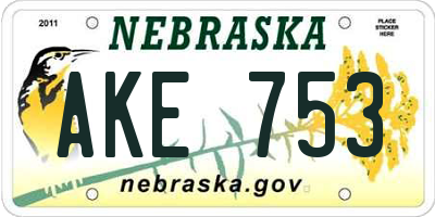 NE license plate AKE753