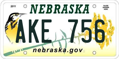 NE license plate AKE756