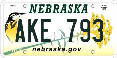 NE license plate AKE793