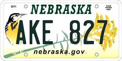 NE license plate AKE827