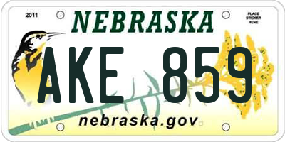 NE license plate AKE859