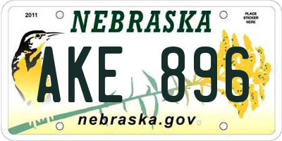 NE license plate AKE896