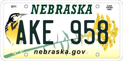 NE license plate AKE958