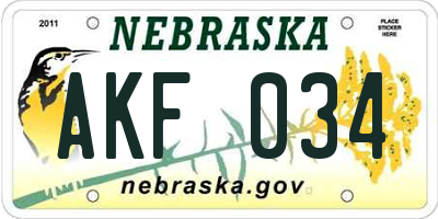 NE license plate AKF034