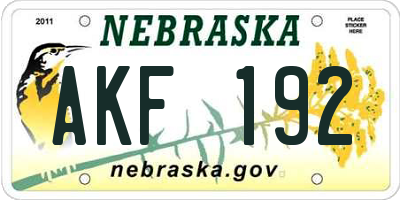 NE license plate AKF192