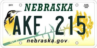 NE license plate AKF215