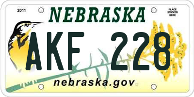NE license plate AKF228