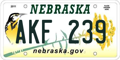 NE license plate AKF239