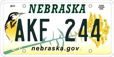 NE license plate AKF244