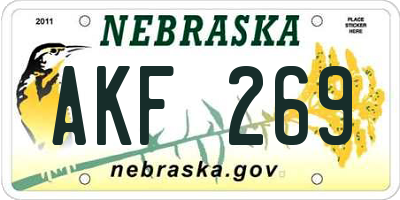 NE license plate AKF269