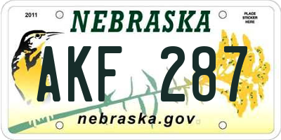 NE license plate AKF287