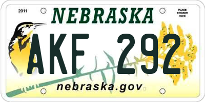 NE license plate AKF292
