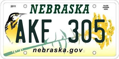 NE license plate AKF305