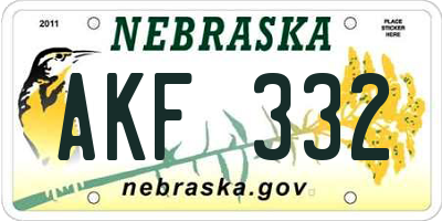 NE license plate AKF332