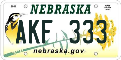 NE license plate AKF333
