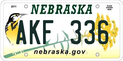 NE license plate AKF336