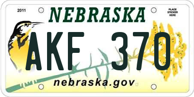 NE license plate AKF370