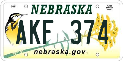 NE license plate AKF374