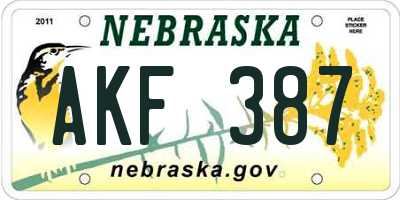 NE license plate AKF387