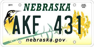NE license plate AKF431
