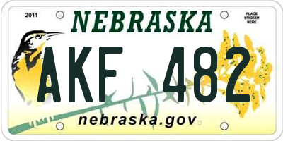 NE license plate AKF482