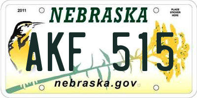 NE license plate AKF515