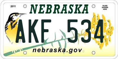 NE license plate AKF534