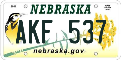 NE license plate AKF537