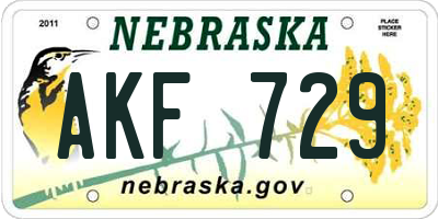 NE license plate AKF729