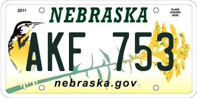 NE license plate AKF753