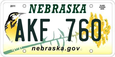 NE license plate AKF760