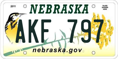 NE license plate AKF797