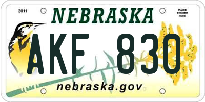 NE license plate AKF830