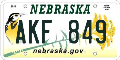 NE license plate AKF849